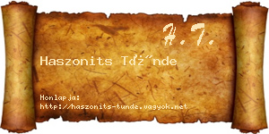 Haszonits Tünde névjegykártya